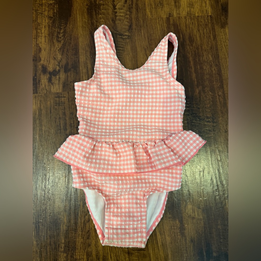 Cat & Jack Pink Gingham Ruffle One-Piece Swimsuit